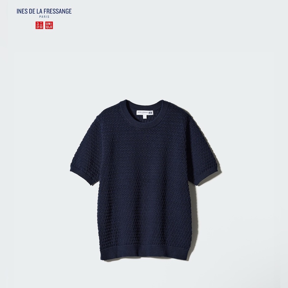 Uniqlo Pointelle Crew Neck Short-Sleeve Sweater